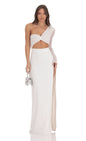 Lucy In The Sky One Shoulder Sequin Maxi Dress in White