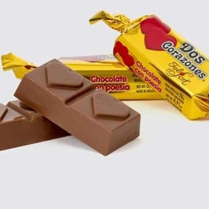 Pampa Direct Dos Corazones Bombones Milk Chocolate Bites Filled with Vanilla Cream by Felfort, 26 g / 0.9 oz (box of 20)