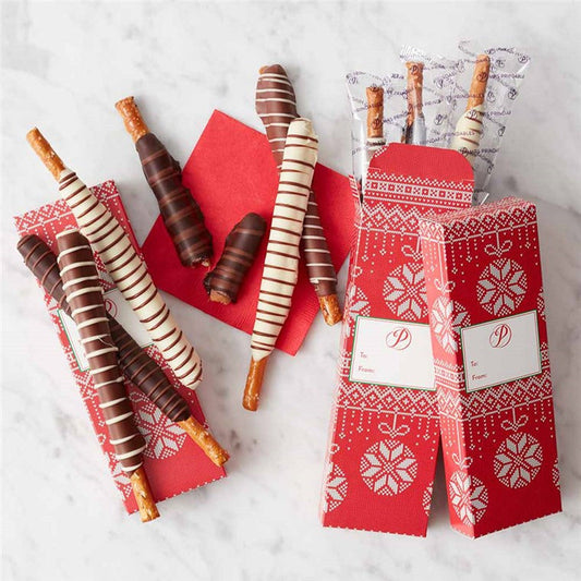 Mrs Prindables Christmas Sweater Caramel & Chocolate Dipped Pretzels Gift, 3-Piece