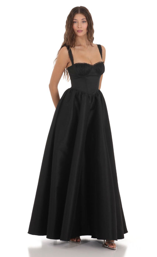 Lucy in the Sky Corset Gown Dress in Black