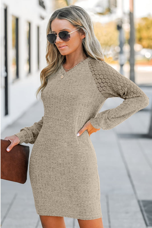 Cupshe V-Neck Lace Trim Knit Dress(x2)