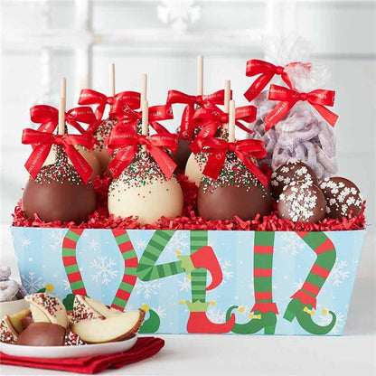 Mrs Prindables Dancing Elves Caramel Apples & Confections Gift Tray