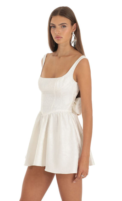 Lucy In The Sky Jacquard Mini Dress in White