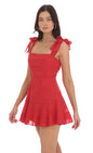 Lucy In The Sky Textured Floral A-line Dress in Red