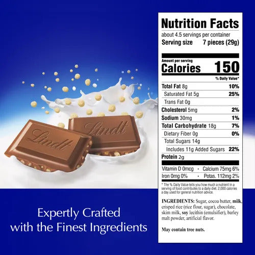 Lindt Chocolate Crispy Milk Chocolate CLASSIC RECIPE Bar (4.4 oz)