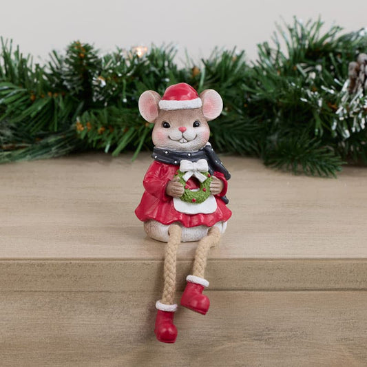 Cracker Barrel Christmas Mouse Sitter - Girl