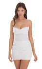 Lucy In The Sky Cowl Iridescent Sequin Dress in White
