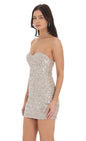 Lucy In The Sky Sequin Strapless Bodycon Dress in Silver