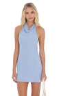 Lucy In The Sky Mock Neck Halter Dress in Sky Blue
