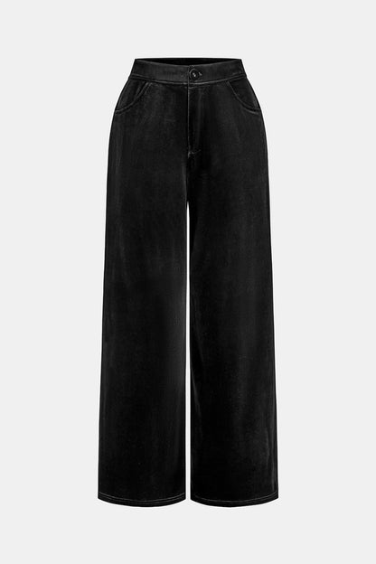 Cupshe x JoJo Midnight Black Wide Leg Trousers