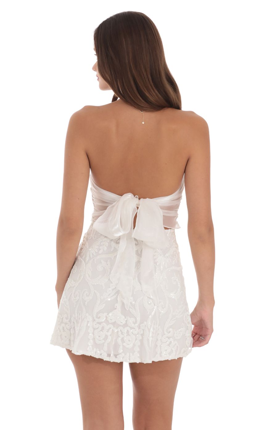 Lucy In The Sky Sequin Mesh Strapless Dress in White