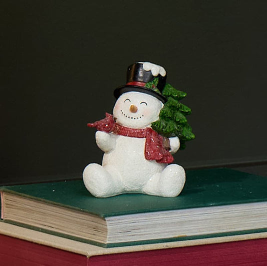 Cracker Barrel Sitting Snowman Figurine