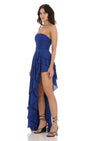 Lucy In The Sky Asymmetrical Corset Dress in Blue