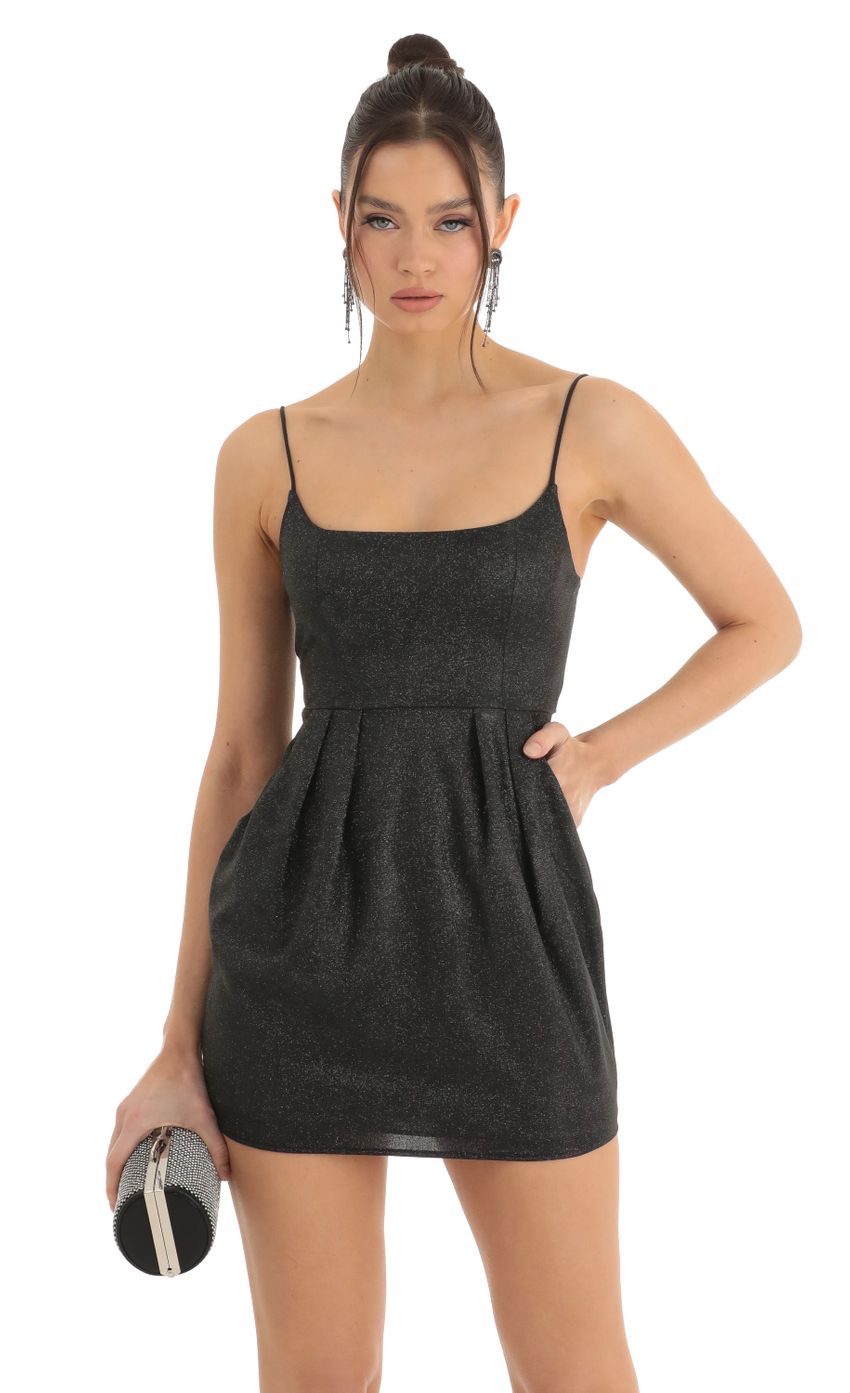 Lucy in the Sky Glitter Dress in Black