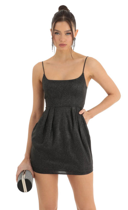 Lucy in the Sky Glitter Dress in Black
