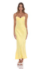 Lucy In The Sky Satin Back Tie Maxi Dress in Yellow
