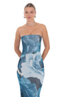 Lucy In The Sky Floral Strapless Maxi Dress in Blue