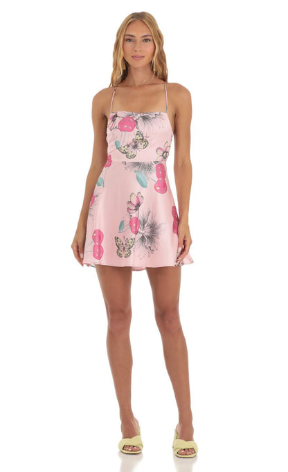 Lucy in the Sky Butterfly Mini Dress in Pink