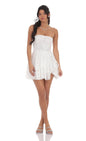 Lucy In The Sky Floral Strapless Asymmetrical Dress in White