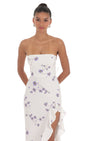 Lucy In The Sky Floral Strapless Back Bow Corset Maxi Dress in White