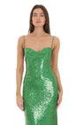 Lucy In The Sky Sequin Open Back Maxi Dress in Green
