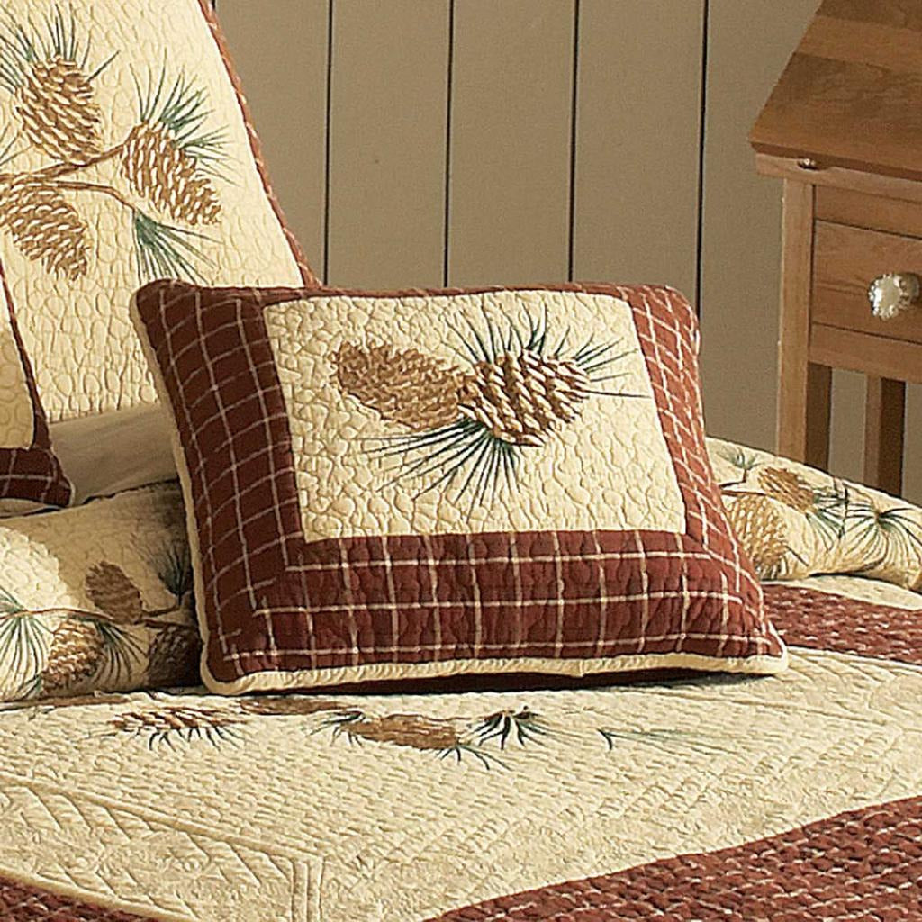 Cracker Barrel Pine Lodge Quilted Pillow by Donna Sharp - Pinecone