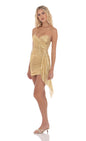 Lucy In The Sky Metallic Corset Tassel Dress in Gold