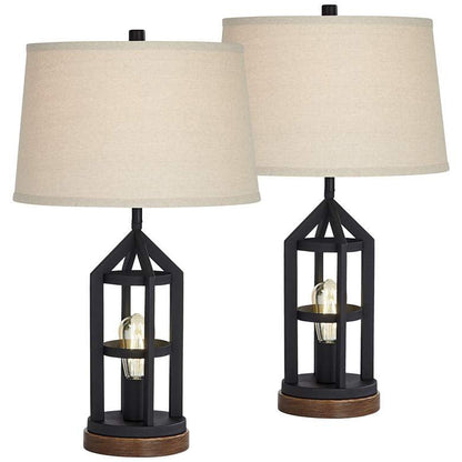 Lamps Plus Franklin Iron Works Lucas Dark Bronze USB Night Light Table Lamps Set of 2