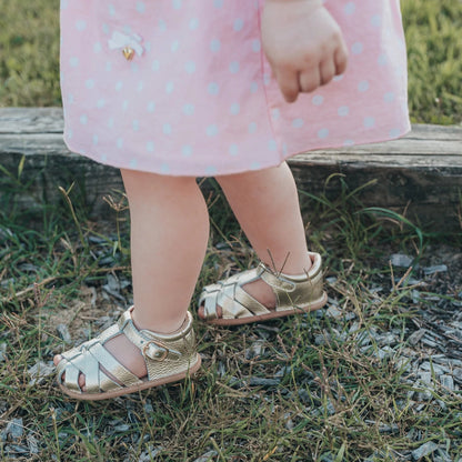 Little Love Bug Co. Gold Closed Toe Sandal