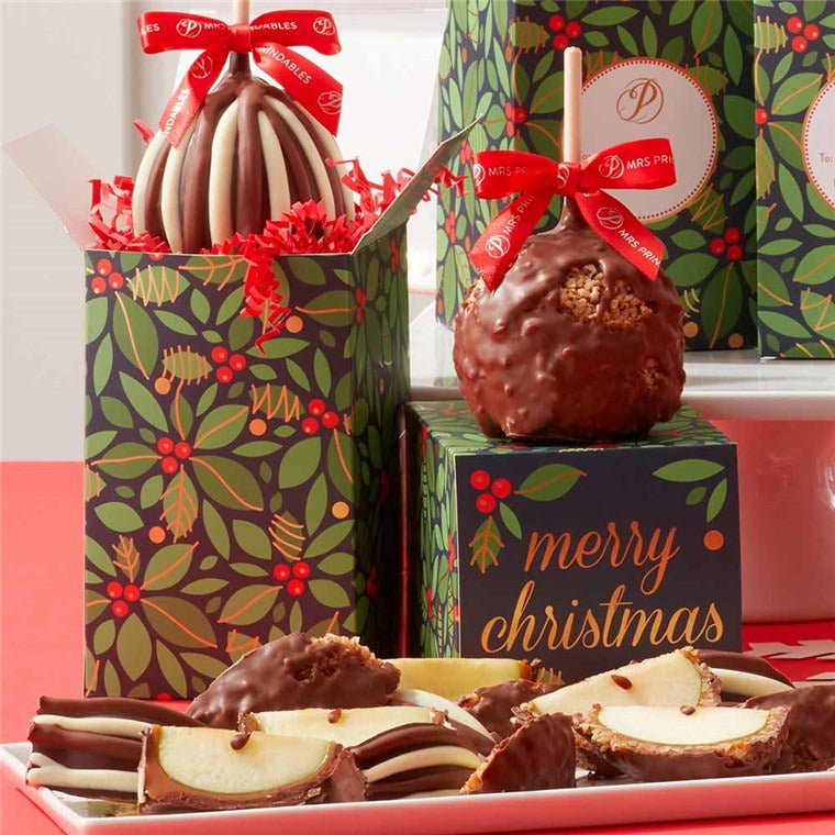 Mrs Prindables Golden Holly Caramel Apple Gift