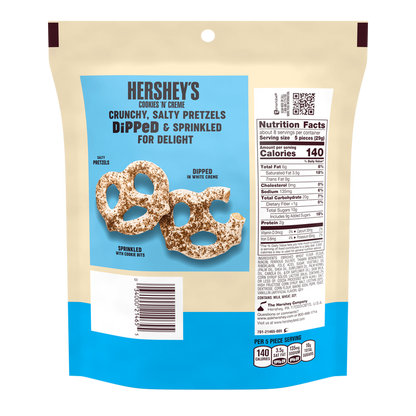 HERSHEY COOKIES N CREME Dipped Pretzels 8.50oz Candy Bag