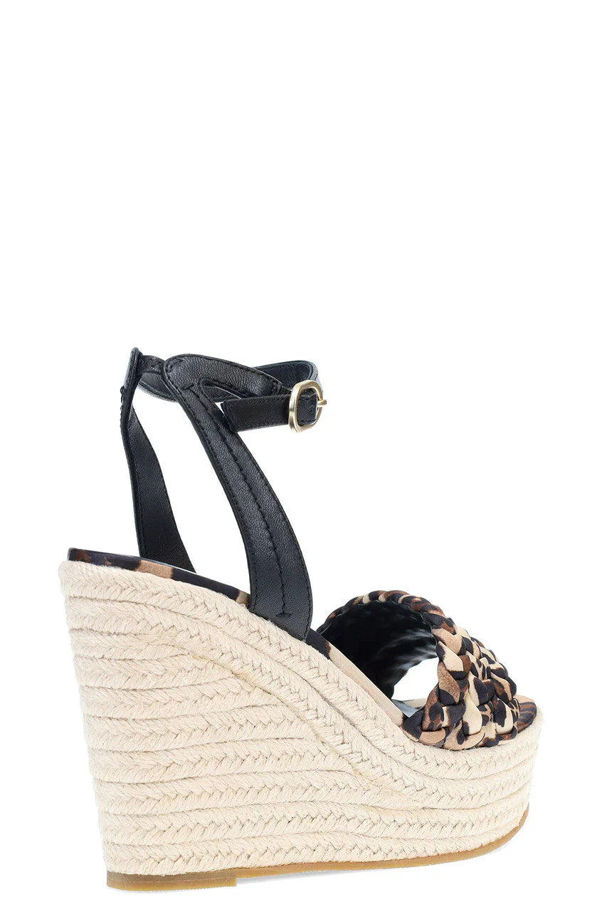Natori Rae Tropical Braided Wedge Sandals - Chestnut