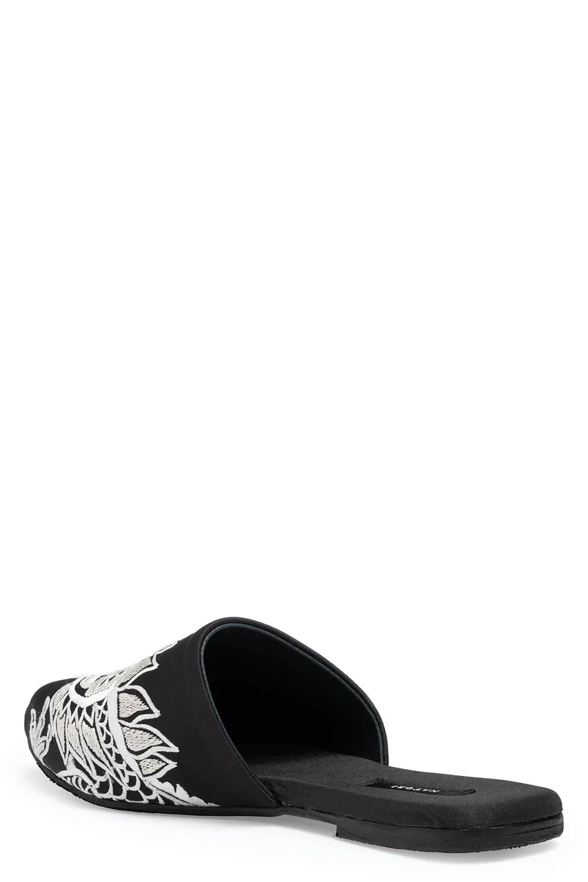 Natori Dragon Embroidered Luxe Charmeuse Slide