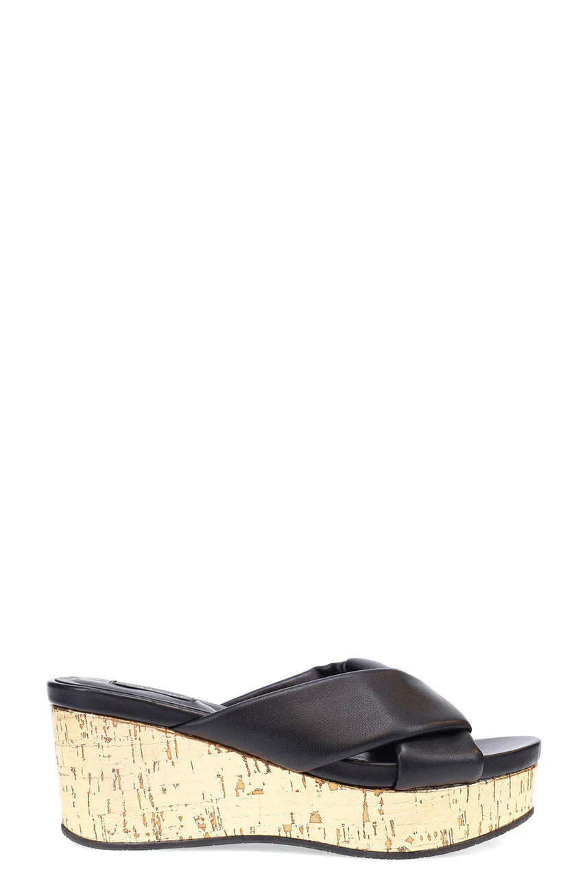 Natori Lanna Nappa Leather Platform Thong Sandals - Black