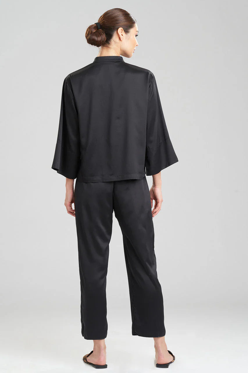 Natori Feathers Satin Essentials Mandarin PJ - Black