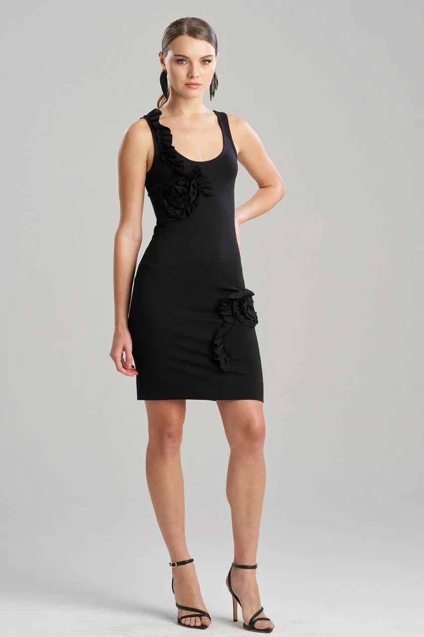 NATORI Light Weight Ponte Embroidered Tank Dress