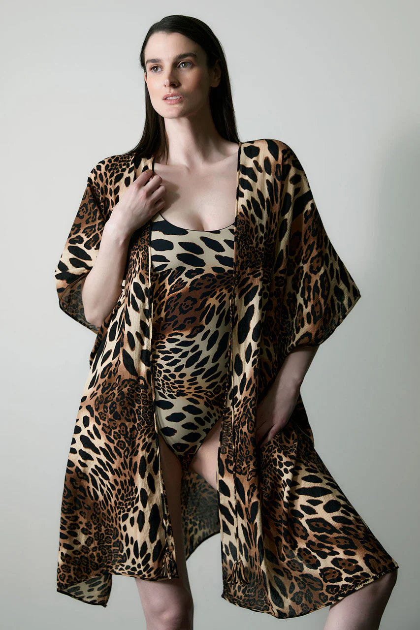 NATORI Luxe Leopard Cotton Gauze Cover-Up