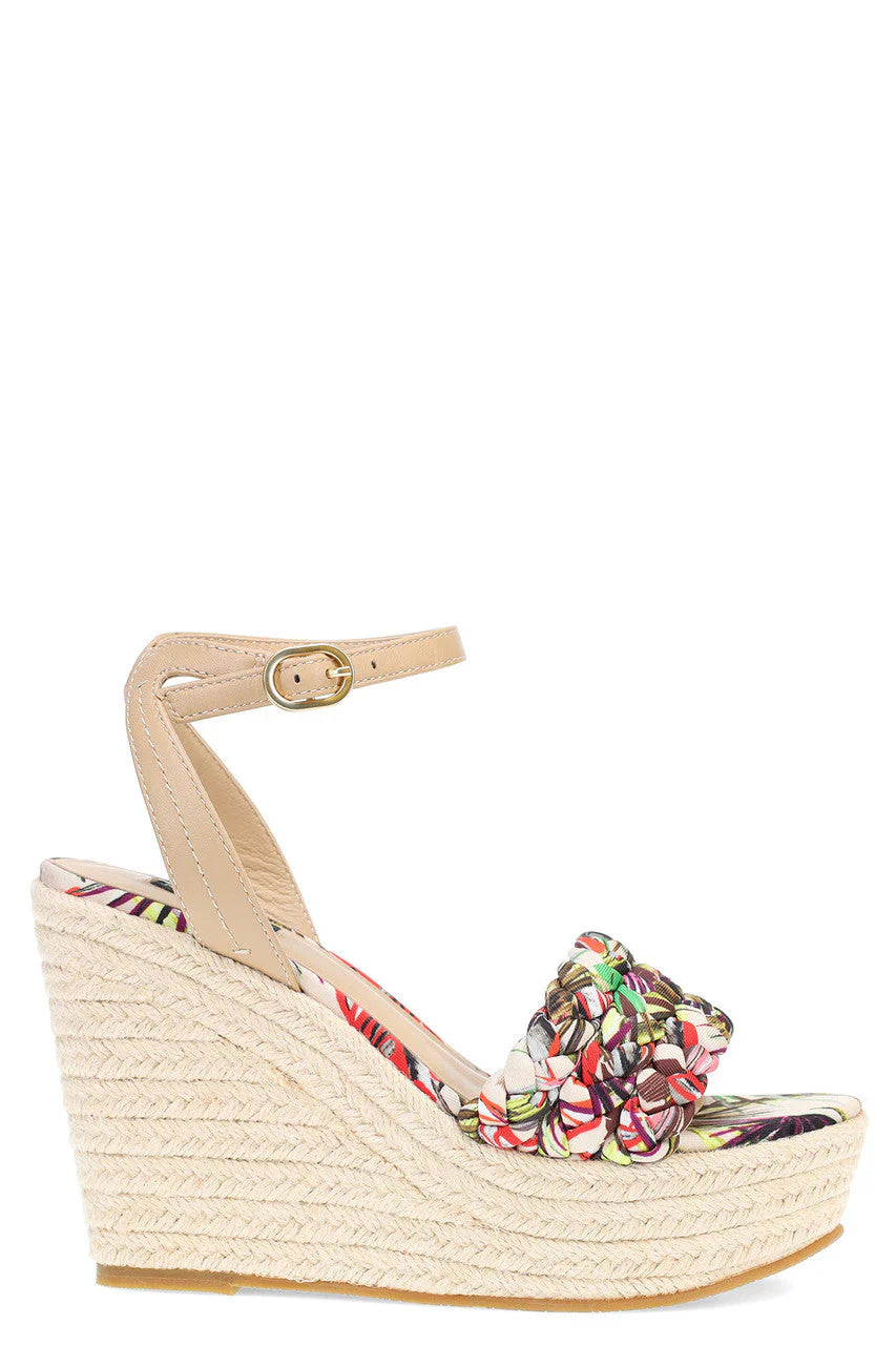 Natori Rae Tropical Braided Wedge Sandals - Natural
