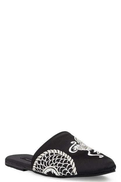 Natori Dragon Embroidered Luxe Charmeuse Slide