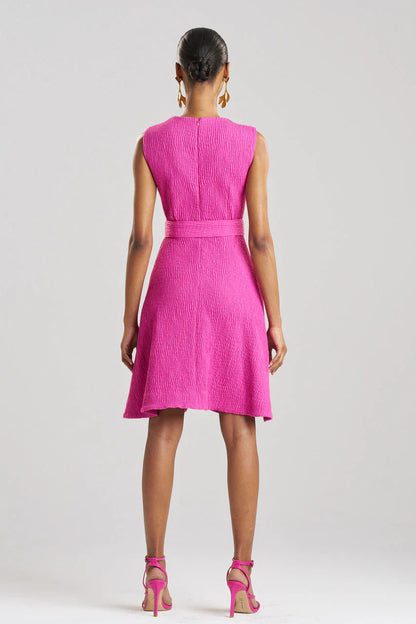 NATORI Textured Cotton Jacquard Sleeveless Dress