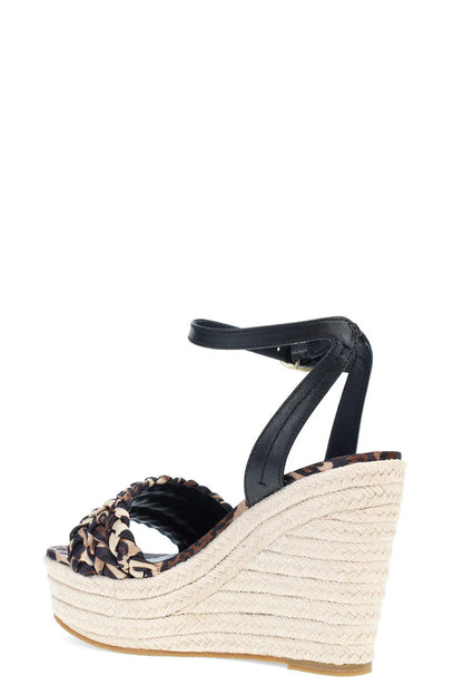 Natori Rae Tropical Braided Wedge Sandals - Chestnut