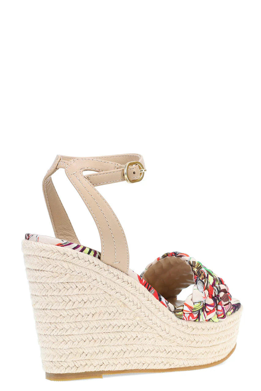 Natori Rae Luxe Leopard Hinami Braided Wedge Sandals - Natural