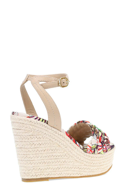 Natori Rae Luxe Leopard Hinami Braided Wedge Sandals - Natural