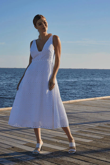 NATORI Round Eyelet Dress