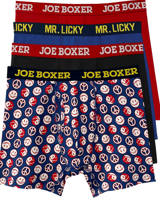 Joe Boxer Men's "Harmony" 4-Pack Cotton Stretch Boxer Briefs