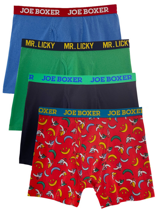 Joe Boxer Men's 4-Pack Happy Bananas Cotton Stretch Boxer Briefs