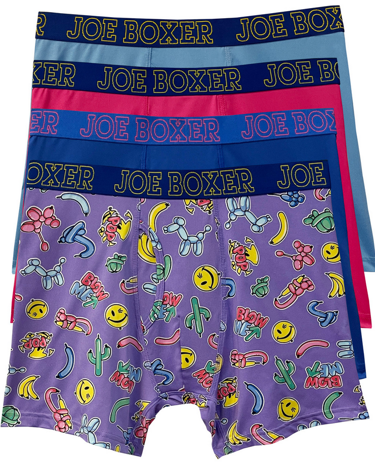 Joe Boxer Men's "Hot Air" 4-Pack Performance Boxer Briefs