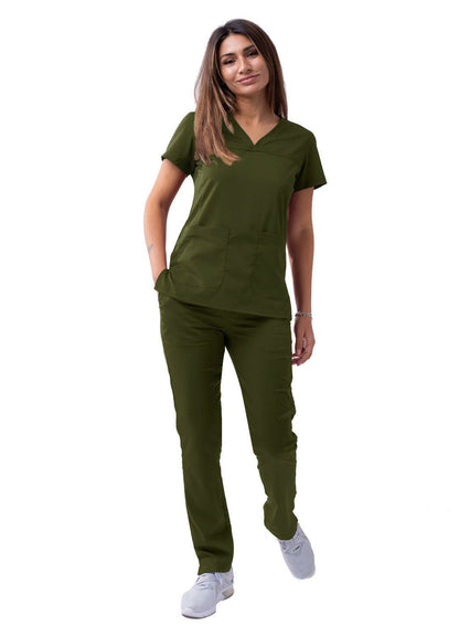 Adar Women’s Sweetheart V-neck Scrub Top 1