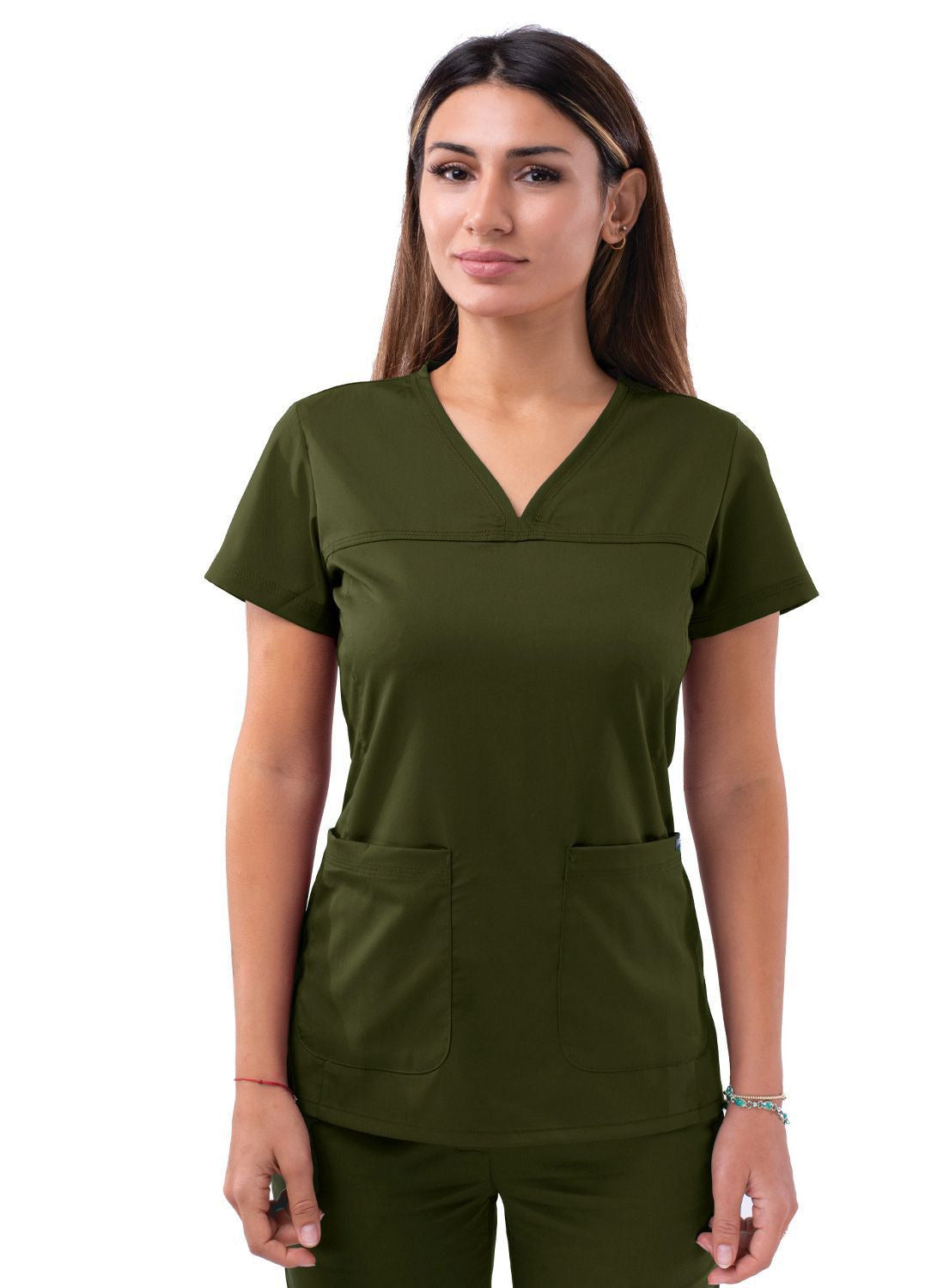 Adar Women’s Sweetheart V-neck Scrub Top 1