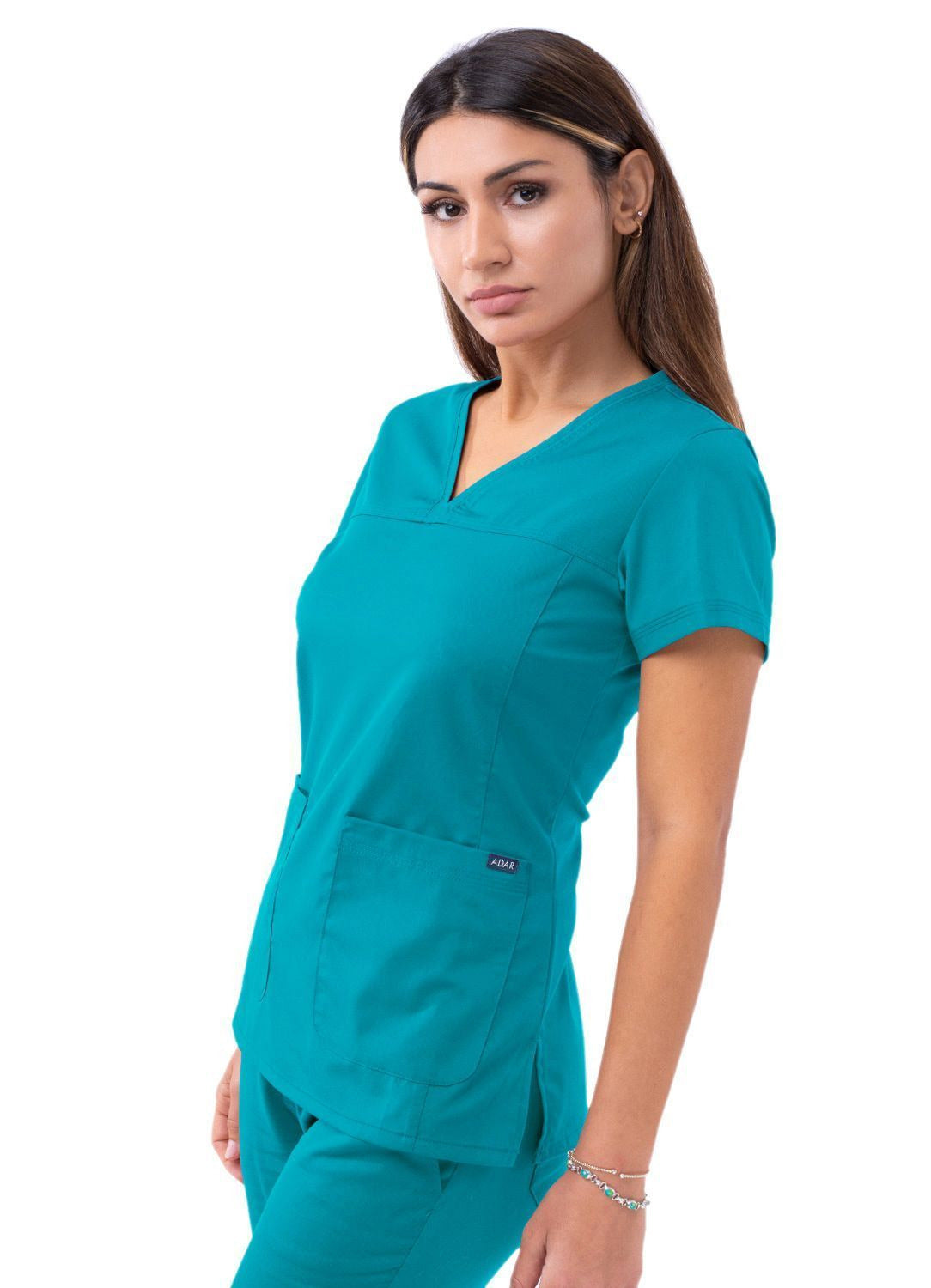 Adar Women’s Sweetheart V-neck Scrub Top 2